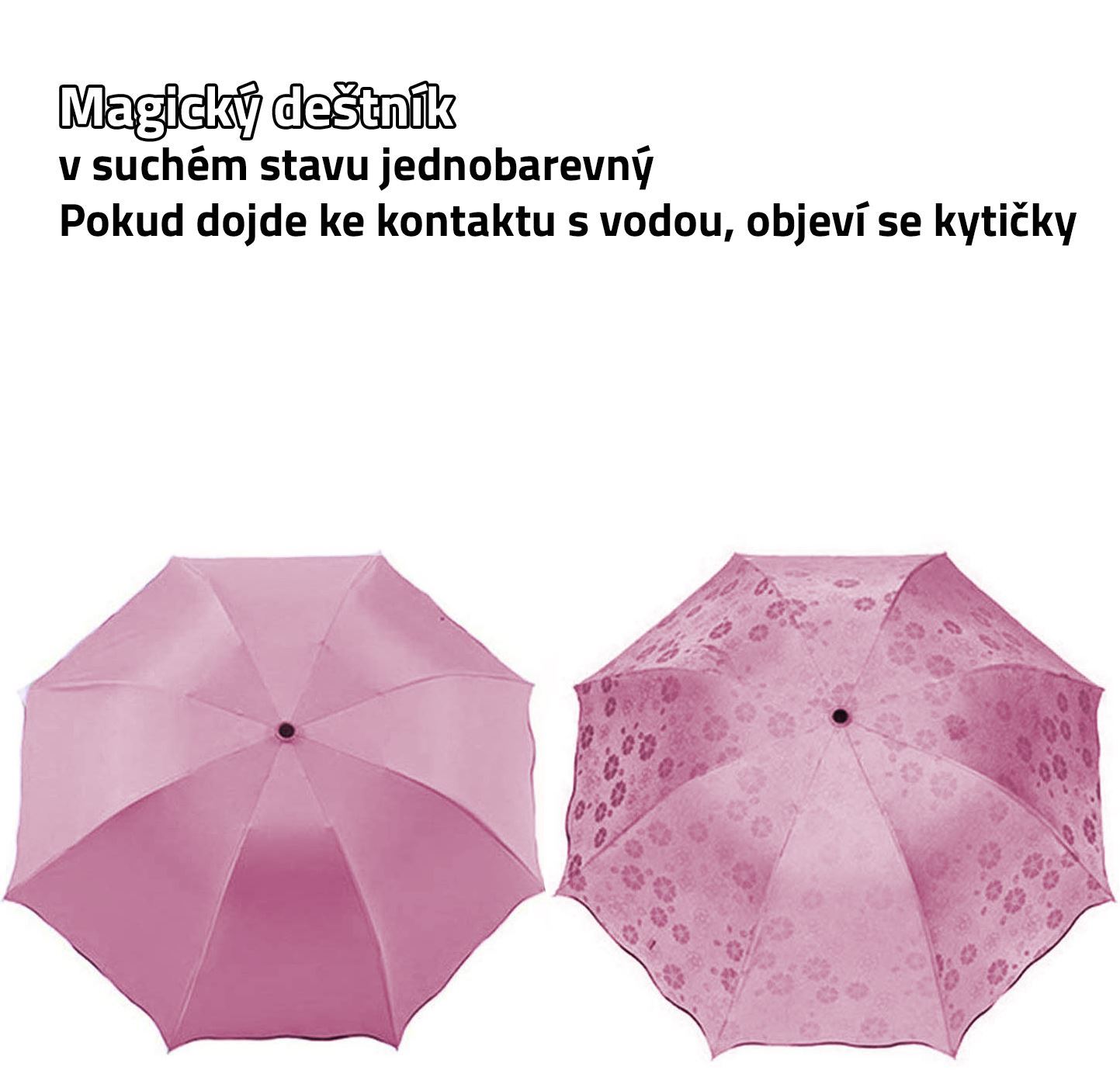 Deštník skládací magický růžový