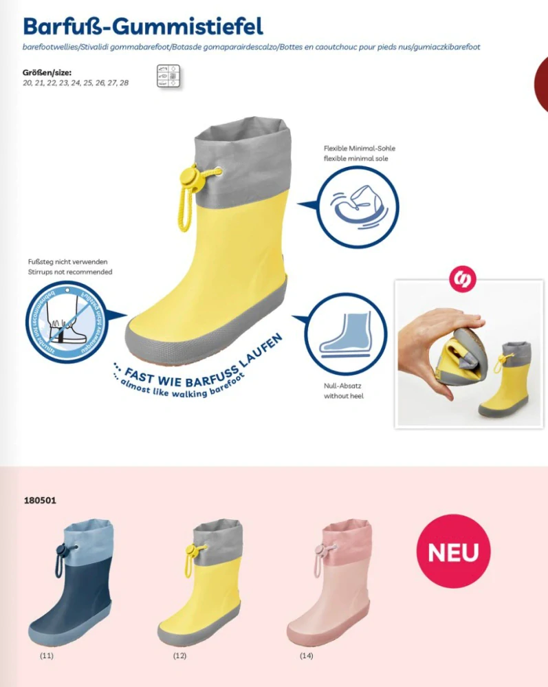 Dětské barefoot holínky PLAYSHOES z přírodního kaučuku modré lehké a vodotěsné 