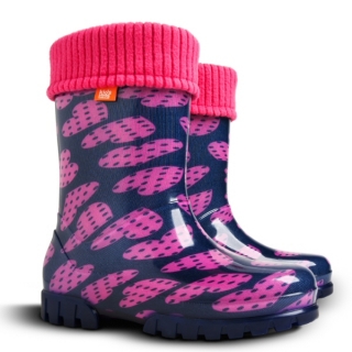 Dětské holinky Demar TWISTER LUX PRINT v srdce puntíky 