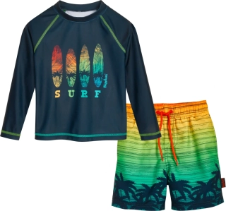 Playshoes Dvoudílné UV plavky komplet 50+ surf palm dlouhý rukáv
